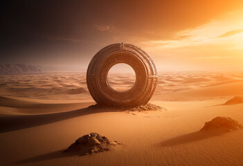 Traces of a past civilization in the desert sands.