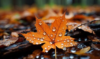Glistening Water Drops on Leaf