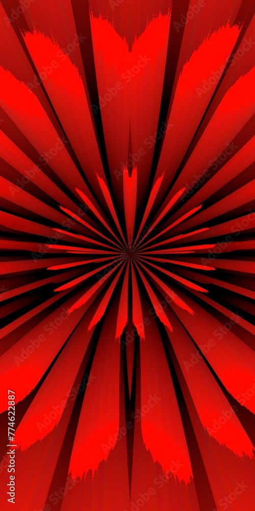 Aufkleber bright red 3d exploding surface view of similar shaped spikes as mandelbrot fractal style on a black
