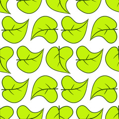 Seamless background of leaves painted by hand