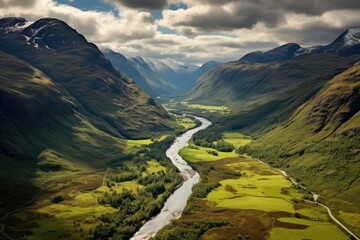Aerial view of mountain ,Beautiful aerial view of a river with multiple paths  , Ai generated - obrazy, fototapety, plakaty