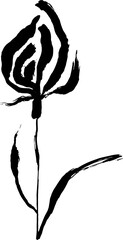 Grunge Dry Brush Ink Tulip Flower - 774627087