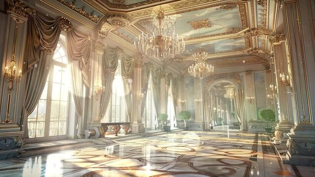 luxury vintage palace background seamless looping overlay 4k virtual video animation background