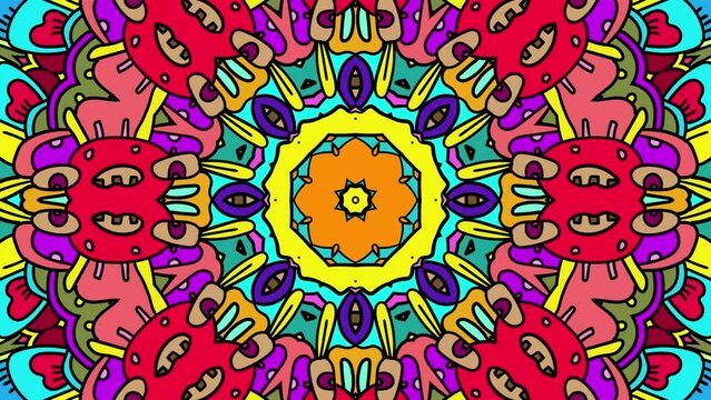 Abstract colorful psychedelic video for summer music festival