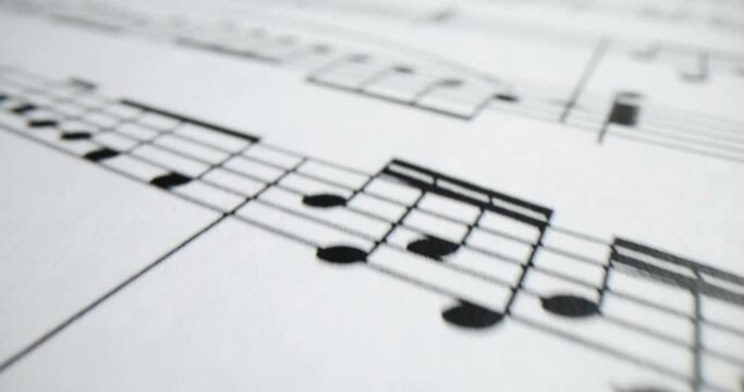 Closeup of sheet of music background concept