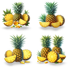 set of pineapple and slice