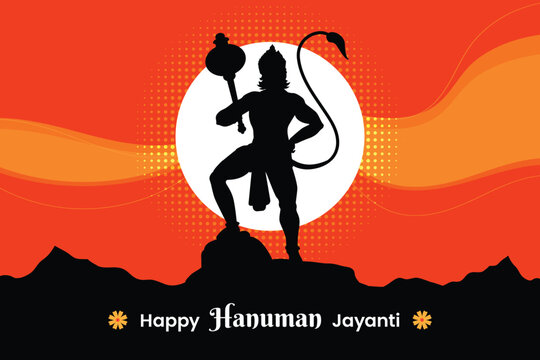 Happy Hanuman Jayanti festival, celebration of the birth of Lord Hanuman, greeting card post vector