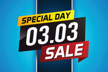 3.3 Special day sale word concept vector illustration with ribbon and 3d style for use landing page, template, ui, web, mobile app, poster, banner, flyer, background, gift card, coupon


