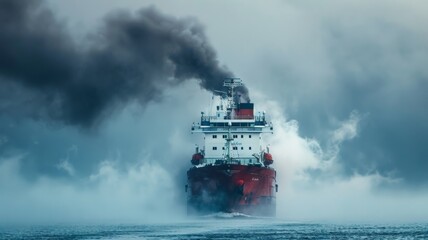 Ship noise pollution affects aquatic animals in the sea.world ocean day world environment day Virtual image.