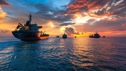 Fototapeta premium Ship noise pollution affects aquatic animals in the sea.world ocean day world environment day Virtual image.