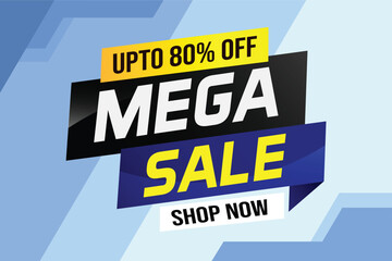 Fototapeta premium Mega sale word concept vector illustration and 3d style, landing page, template, ui, web, mobile app, poster, banner, flyer, background, gift card, coupon, label, wallpaper