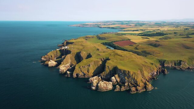 Views of Scotland. St Abbs Head Aerial Panorama: The Rugged Elegance of Scotland's Shoreline, United Kingdom