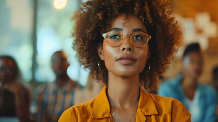 Confident Young Woman with Fashionable Eyewear - obrazy, fototapety, plakaty