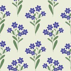 cute soft seamless pattern with a bouquet of purple flowers vector illustration