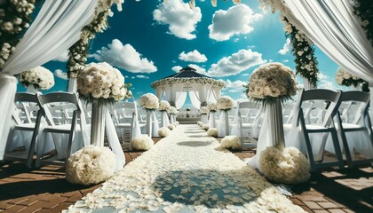 Outdoor Wedding Aisle to White Gazebo