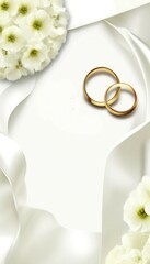 Obraz na płótnie Canvas Serene Wedding Invitation with Gold and Silk