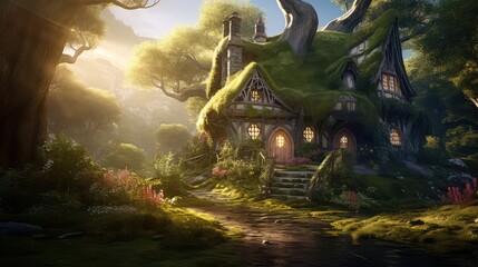 Fairytale house in a magical forest	