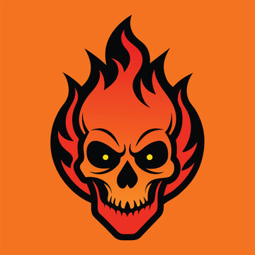 Flaming Skull Tattoo Design, Illustration design of skull flaming