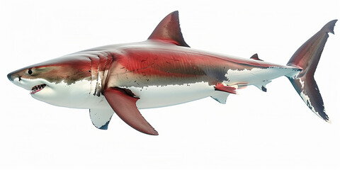 Fototapeta premium Great White Shark on white background 