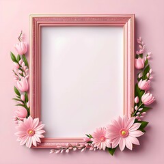 Obraz na płótnie Canvas Empty frame mockup with flowers representing mother's day or any such special events