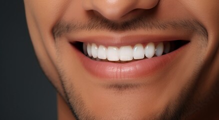 Smiling young man with white teeth close-up