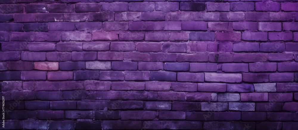 Poster An image of a purple brick wall featuring a small square hole in the center, creating an interesting architectural detail