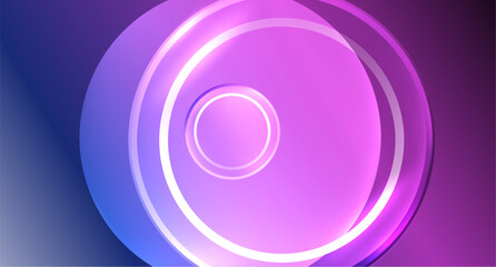 Neon glass circle copyspace for your text or product presentation geometric background. Vector illustration For Wallpaper, Banner, Background, Card, Book Illustration, landing page