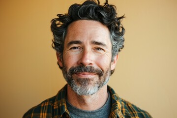 Portrait of a handsome middle-aged man with beard and mustache. - obrazy, fototapety, plakaty