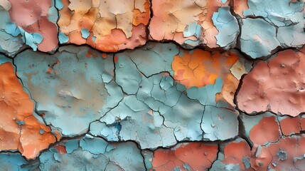 **: A macro photograph of a cracked and peeling paint on an old wall.