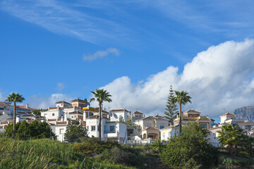 Fototapeta na wymiar Espagne Andalousie Nerja maison logement immobilier vacances palmier environnement