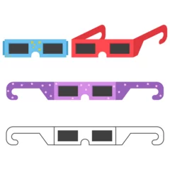 Fototapete Graffiti-Collage Solar eclipse glasses vector cartoon set isolated on a white background.