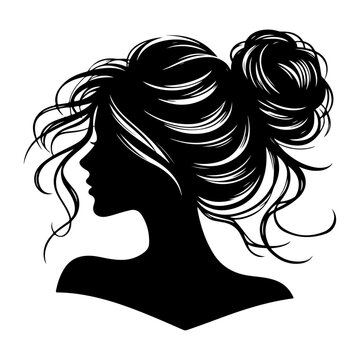 a woman hair style vector silhouette image, black color silhouette image, white background 10