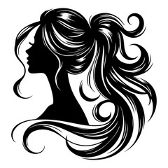 a woman hair style vector silhouette image, black color silhouette image, white background 24