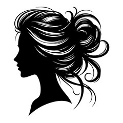 a woman hair style vector silhouette image, black color silhouette image, white background 28