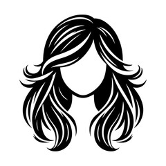 a woman hair style vector silhouette image, black color silhouette image, white background 34