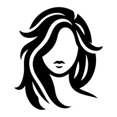 a woman hair style vector silhouette image, black color silhouette image, white background 48