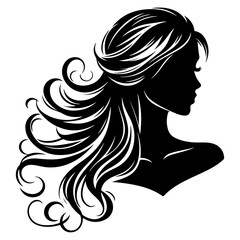 a woman hair style vector silhouette image, black color silhouette image, white background 51