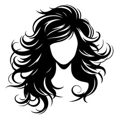 a woman hair style vector silhouette image, black color silhouette image, white background 53