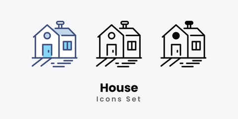 House Icons set thin line and glyph vector icon illustration