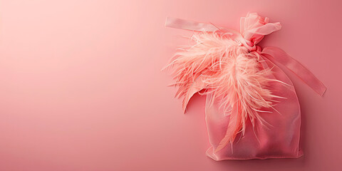 Feather pink bag isolated on the pink background