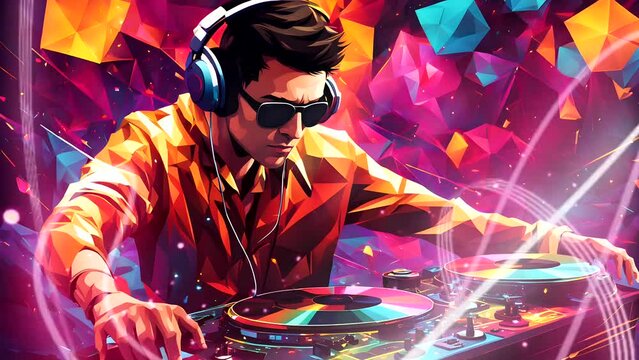 DJ in action. Seamless looping time-lapse 4k video animation background
