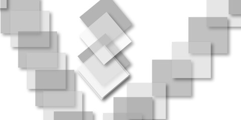 Obraz premium Abstract background white and gray geometric square overlapping layer Institution, party, festive, seminar, and talks. parallel stripes, perspective, shadows in simple strict modern material in square