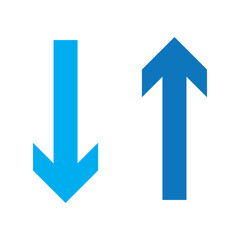 Print up down different colors of vector arrow illustrations on a white background