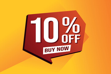 10% ten percent off buy now poster banner graphic design icon logo sign symbol social media website coupon

