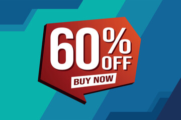 60% sixty percent off buy now poster banner graphic design icon logo sign symbol social media website coupon

