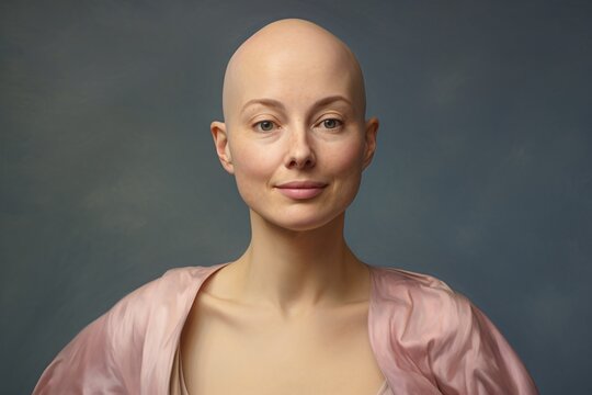 a woman with no hair