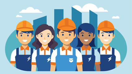 An image of a group of workers wearing uniforms with the company logo representing the positive impact of reshoring on job creation and
