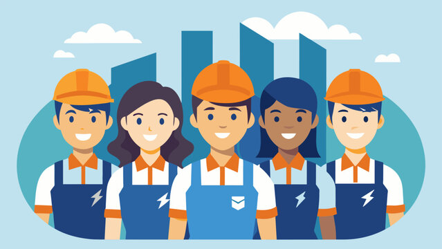 An image of a group of workers wearing uniforms with the company logo representing the positive impact of reshoring on job creation and