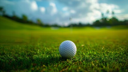 Obraz premium Golf ball on the grass on the golf course. 