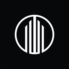 This is a simple abstract logo of a building in a circle shape in flat line style in white color on a black background that looks premium and elegant as a company logo.